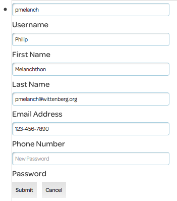 user profiles, user profile form